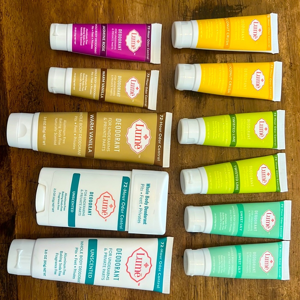 Lume bundle- regular + travel size deodorant cream stick vanilla lime coconut